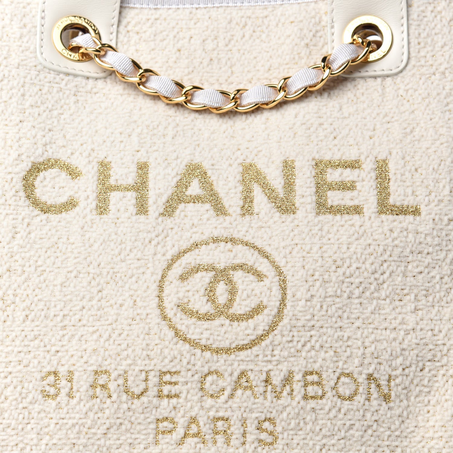 Chanel Lurex Boucle Medium Deauville Tote White 10 of 10
