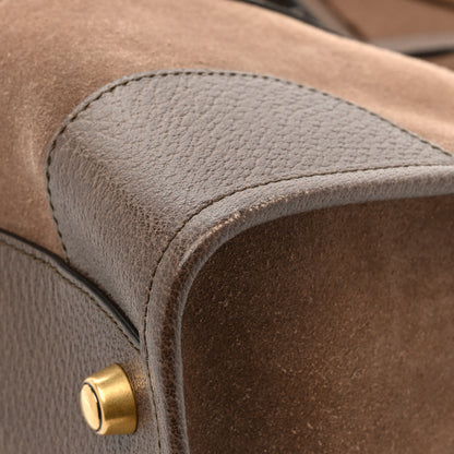 Gucci Suede Daino Textured Dollar Calfskin Web Medium Duffle Bag Deep Acero New Acero 11 of 13