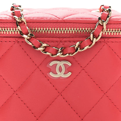 Chanel Lambskin Quilted Mini Vanity Case With Chain Dark Pink 8 of 11
