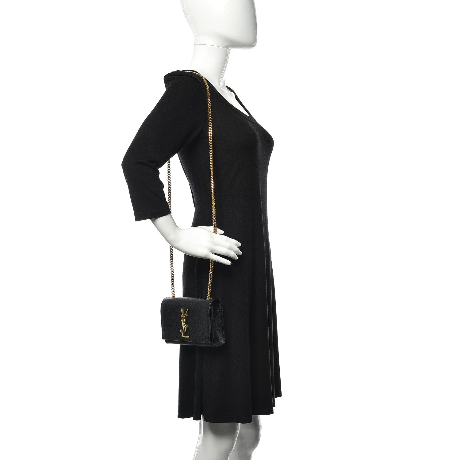 Saint Laurent Grain De Poudre Small Monogram Kate Satchel Black 2 of 11