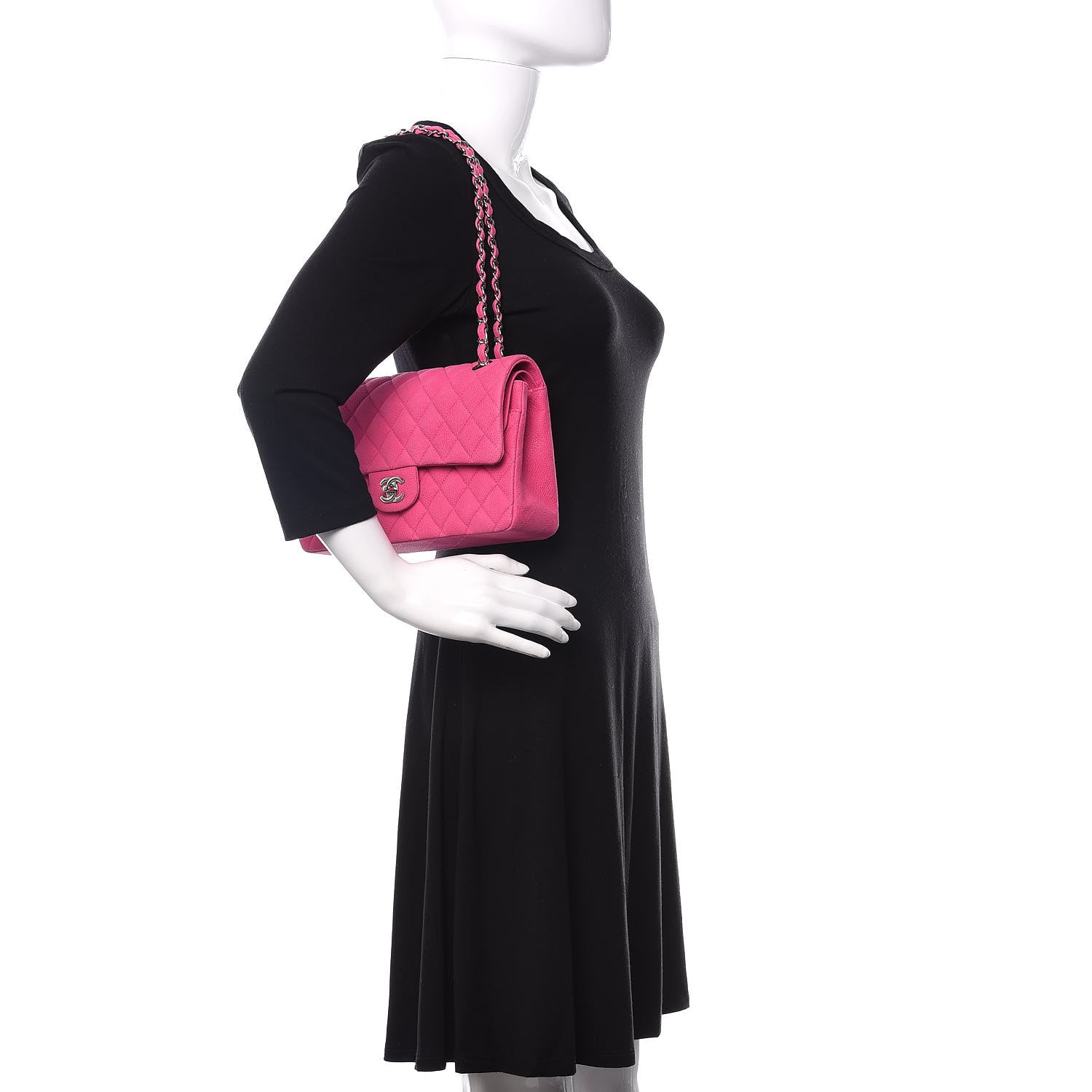 Chanel Iridescent Caviar Quilted Medium Double Flap Pink 3 of 12