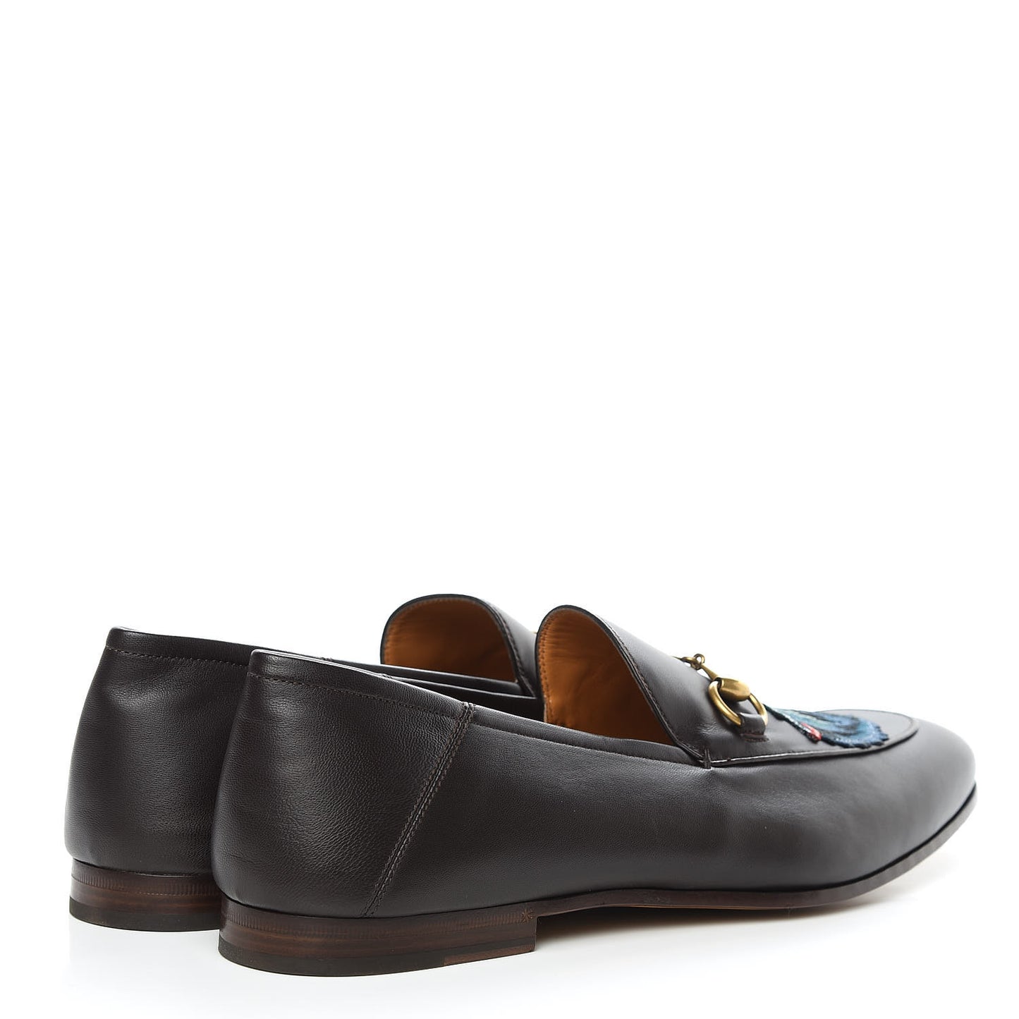 Lambskin Wolf Embroidered Mens Brixton Horsebit Loafers 14 Cocoa