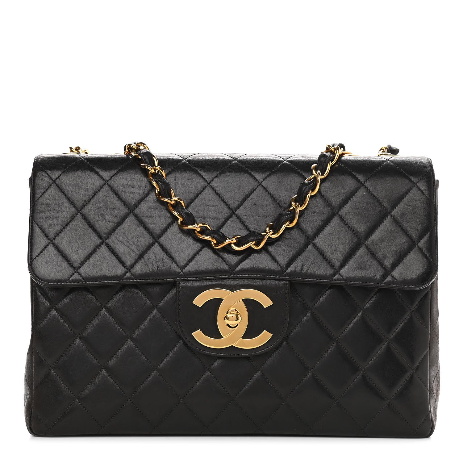 Chanel Lambskin Quilted XL Jumbo Single Flap Black 2 of 33