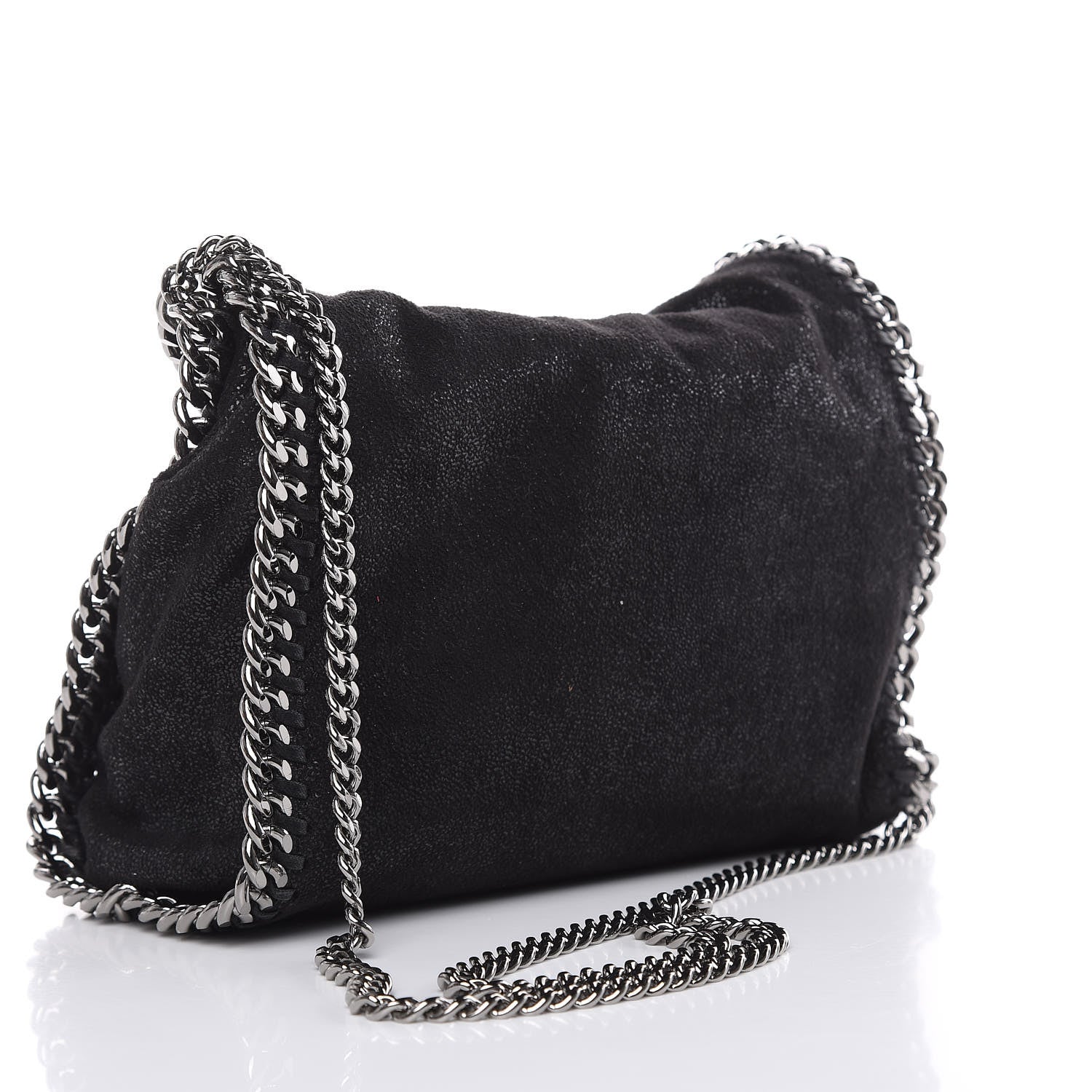 Stella McCartney Shaggy Deer Mini Falabella Fold Over Tote Black 3 of 9