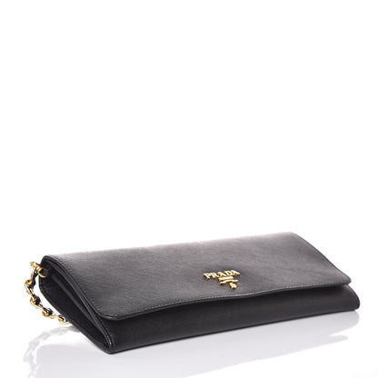 Prada Saffiano Metal Oro Chain Wallet Black 4 of 9