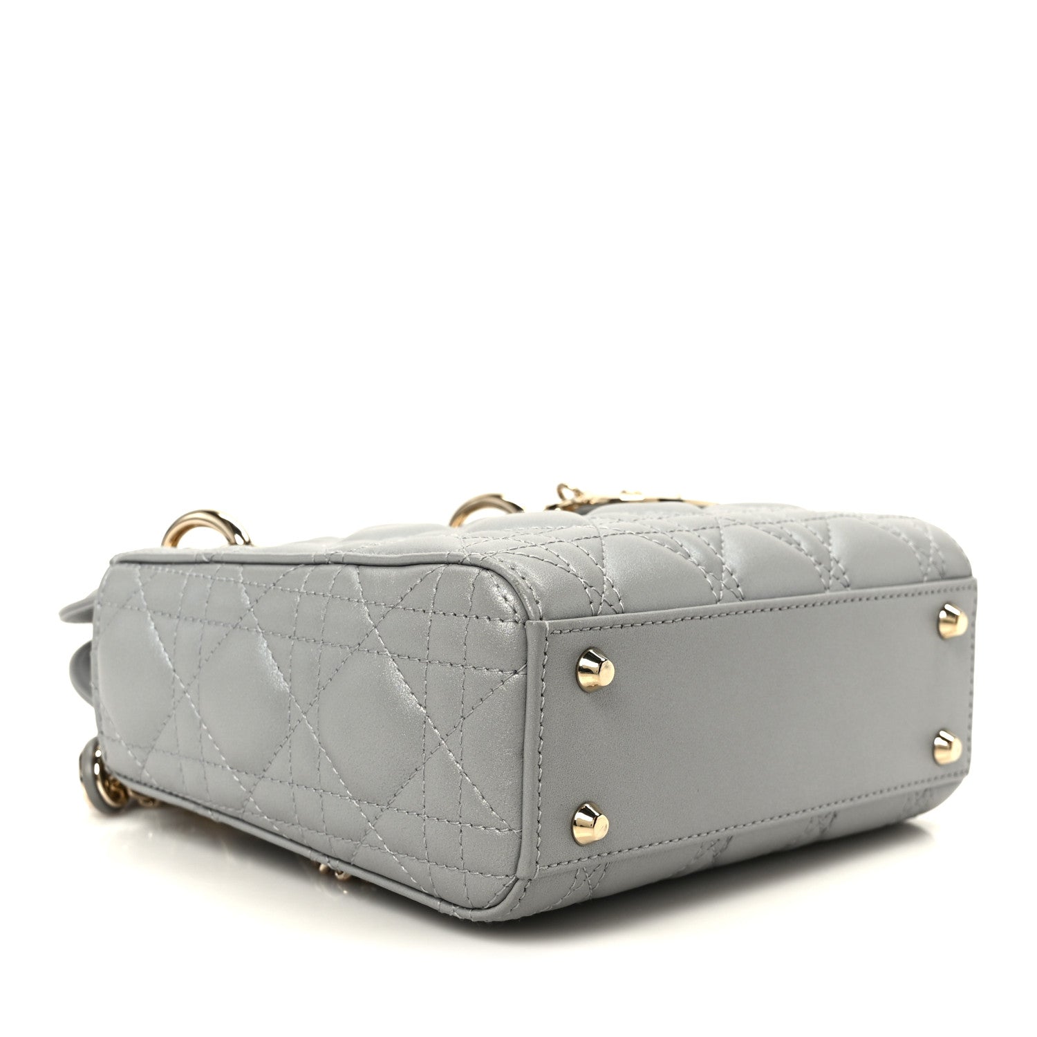 Christian Dior Metallic Lambskin Cannage Mini Lady Dior Grey 3 of 9