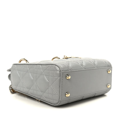 Christian Dior Metallic Lambskin Cannage Mini Lady Dior Grey 3 of 9
