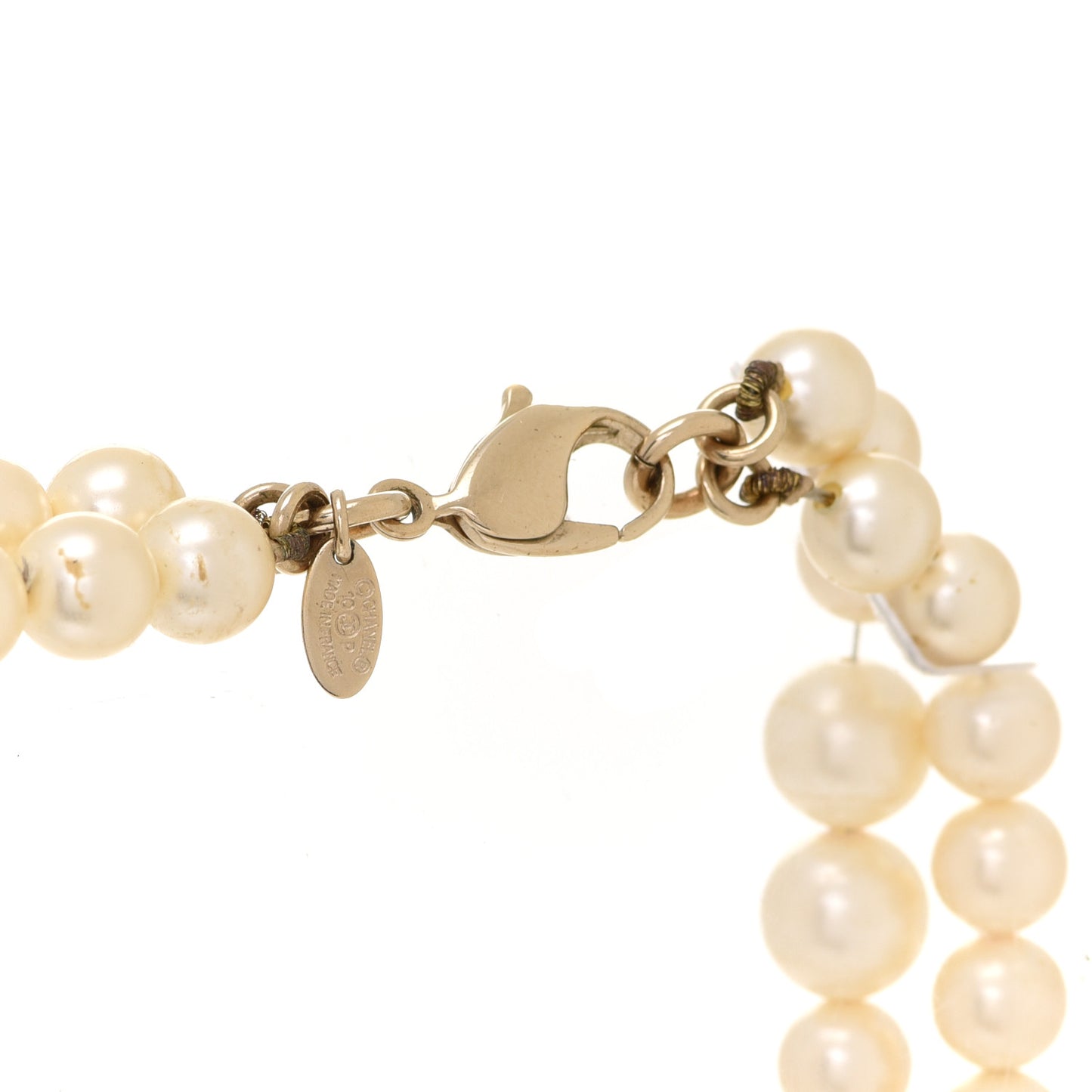 Graduated Pearl Crystal CC Long Necklace Gold