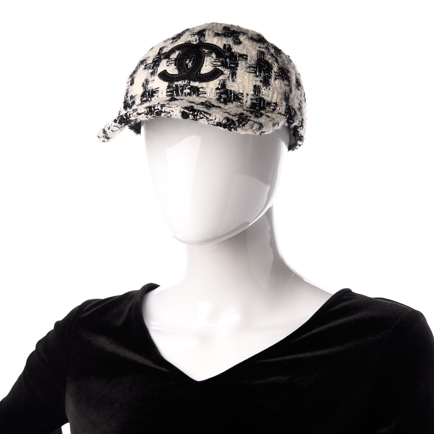 Chanel Tweed CC Cap Hat M Black White 2 of 6