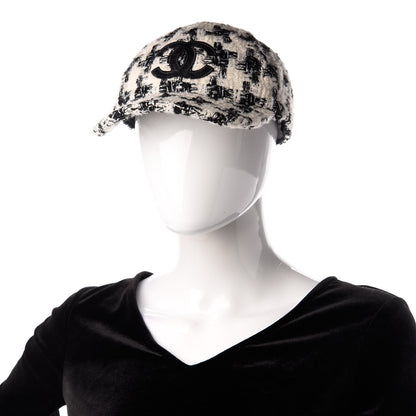 Chanel Tweed CC Cap Hat M Black White 2 of 6