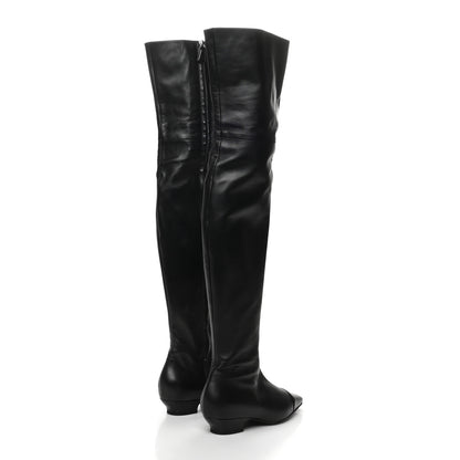Chanel Lambskin Cap Toe Over the Knee Boots 35.5 Black 4 of 7