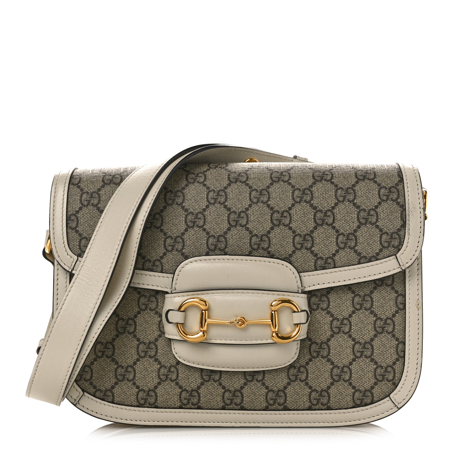 GG Supreme Monogram Horsebit 1955 Shoulder Bag Beige Mystic White