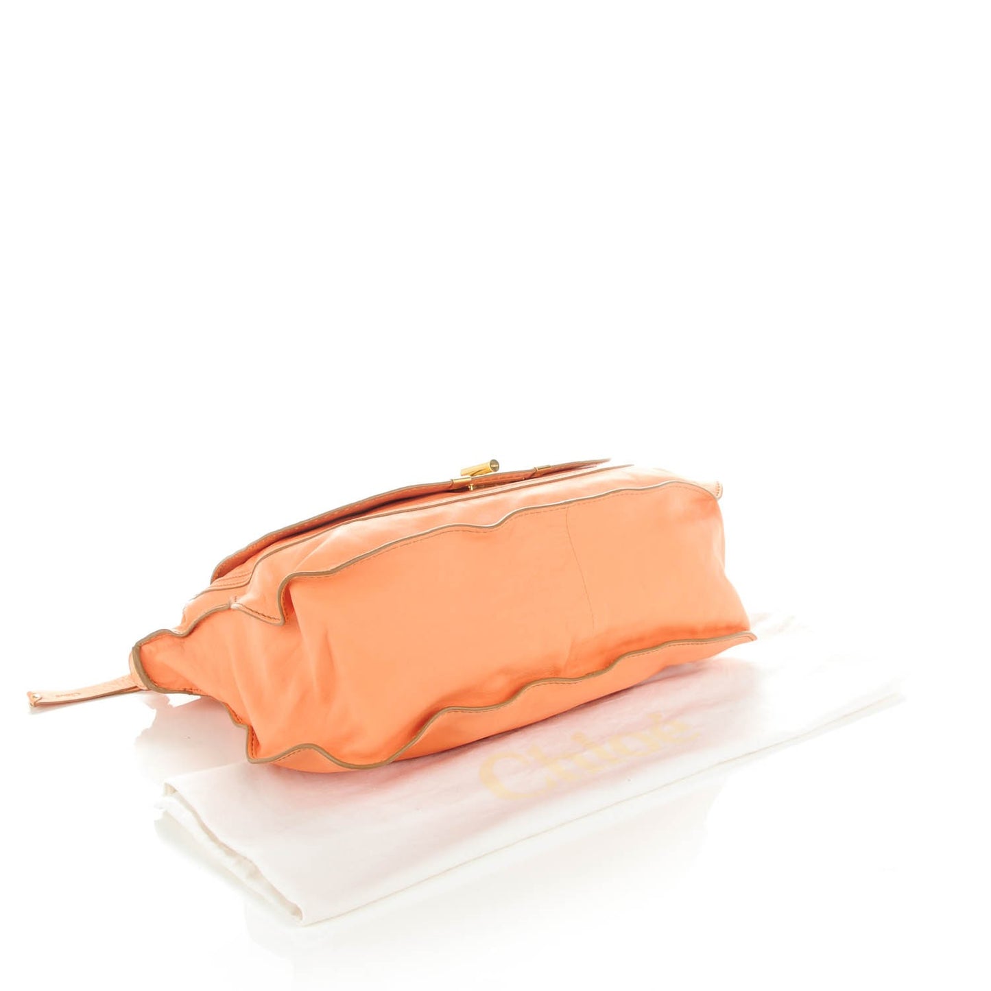 Calfskin Large Marcie Lock Satchel Peach Pink