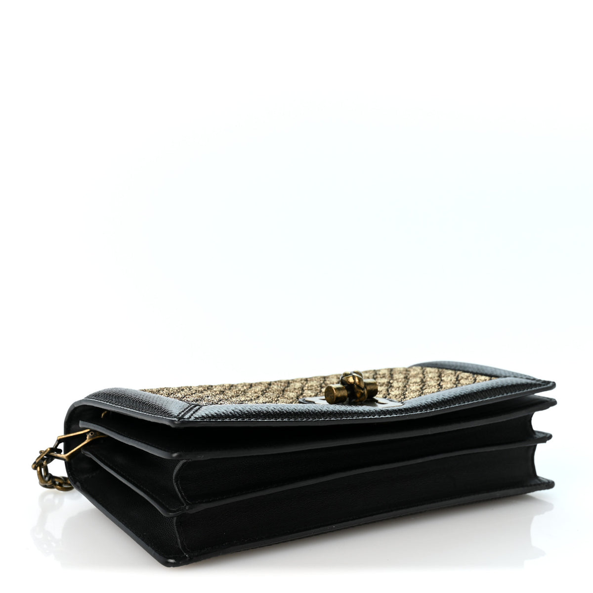Metallic Wool Woven Patent Ayers Olimpia Knot Gold Black