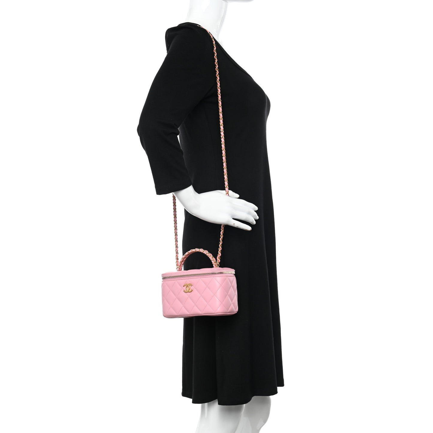 Lambskin Quilted Pick Me Up Vanity Case Pink