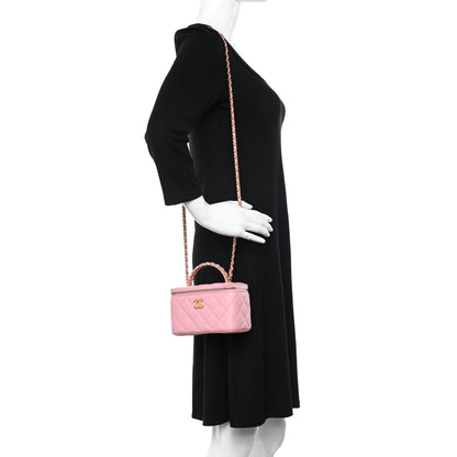 Chanel Lambskin Quilted Pick Me Up Vanity Case Pink 2 of 12