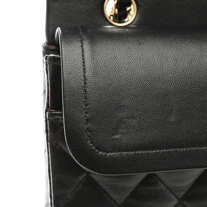 Chanel Lambskin Quilted Medium Double Flap Black 13 of 14