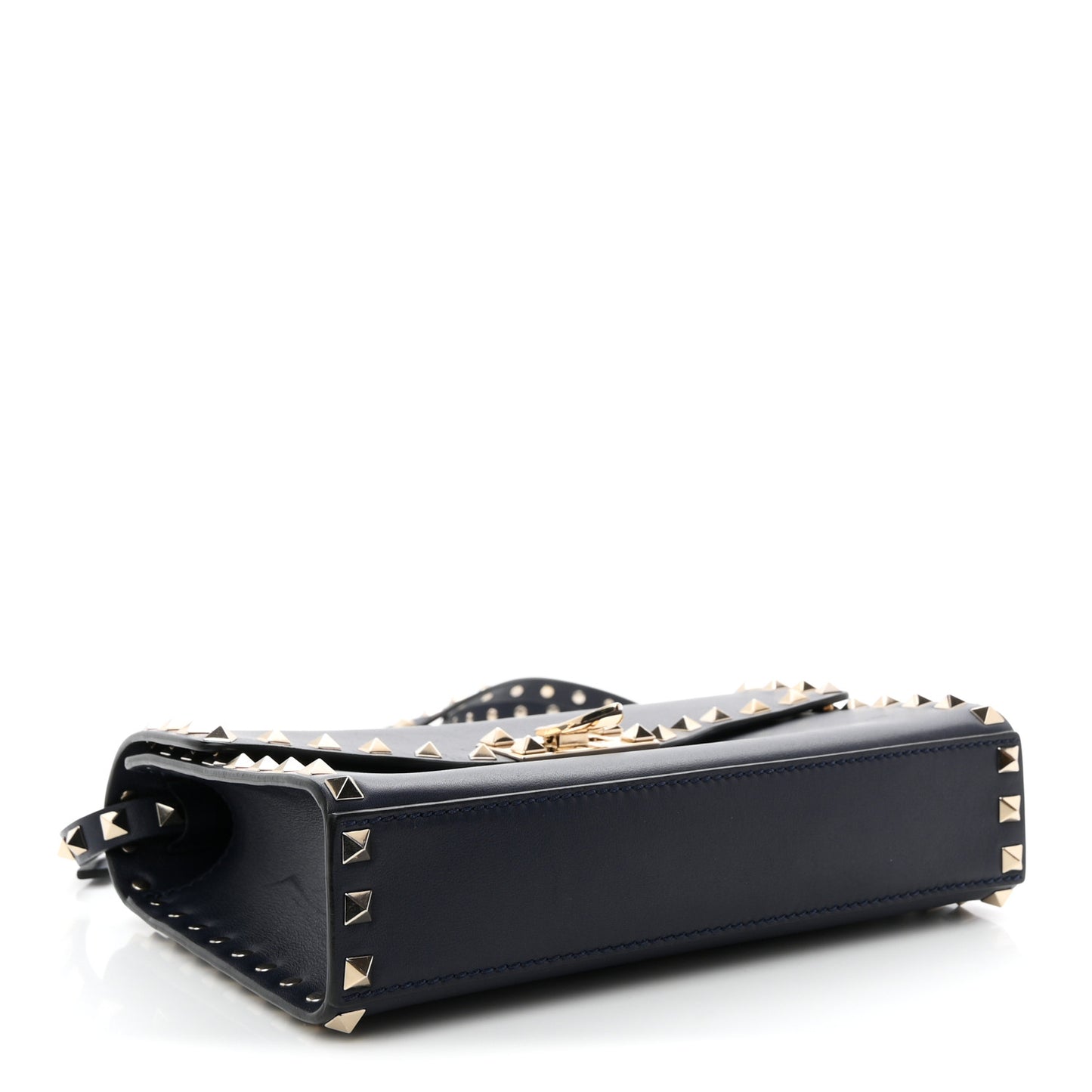 Vitello Medium Rockstud Flip Lock Crossbody Bag Marine