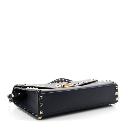 Valentino Garavani Vitello Medium Rockstud Flip Lock Crossbody Bag Marine 4 of 9