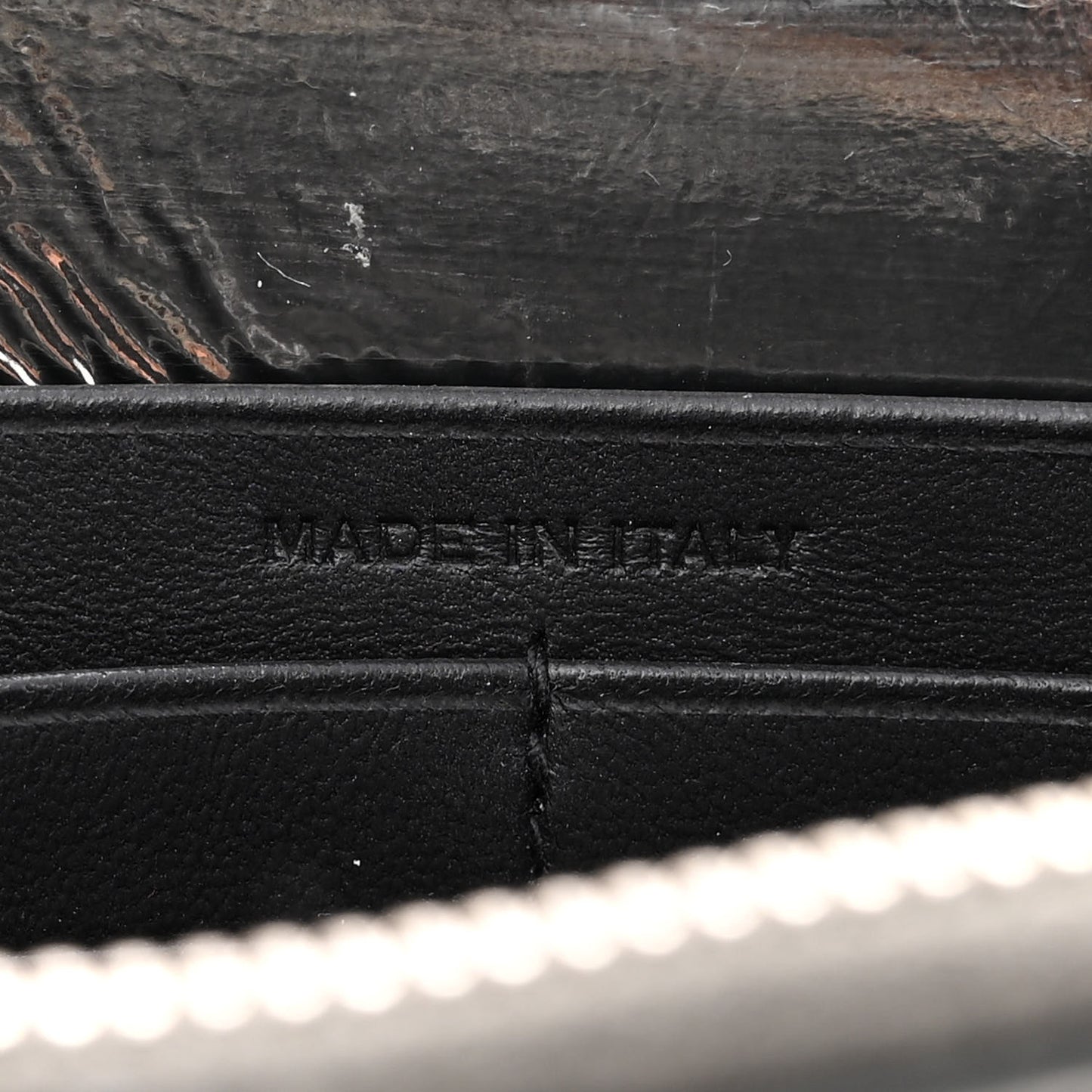 Metallic Crackled Calfskin Kate Monogram Tassel Chain Wallet Antracite Black