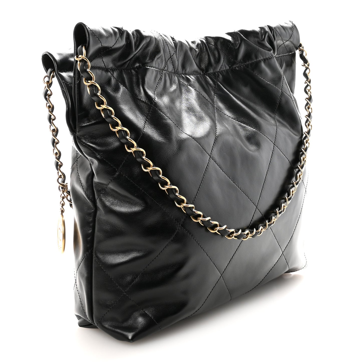 Shiny Calfskin Quilted Small Chanel 22 Black