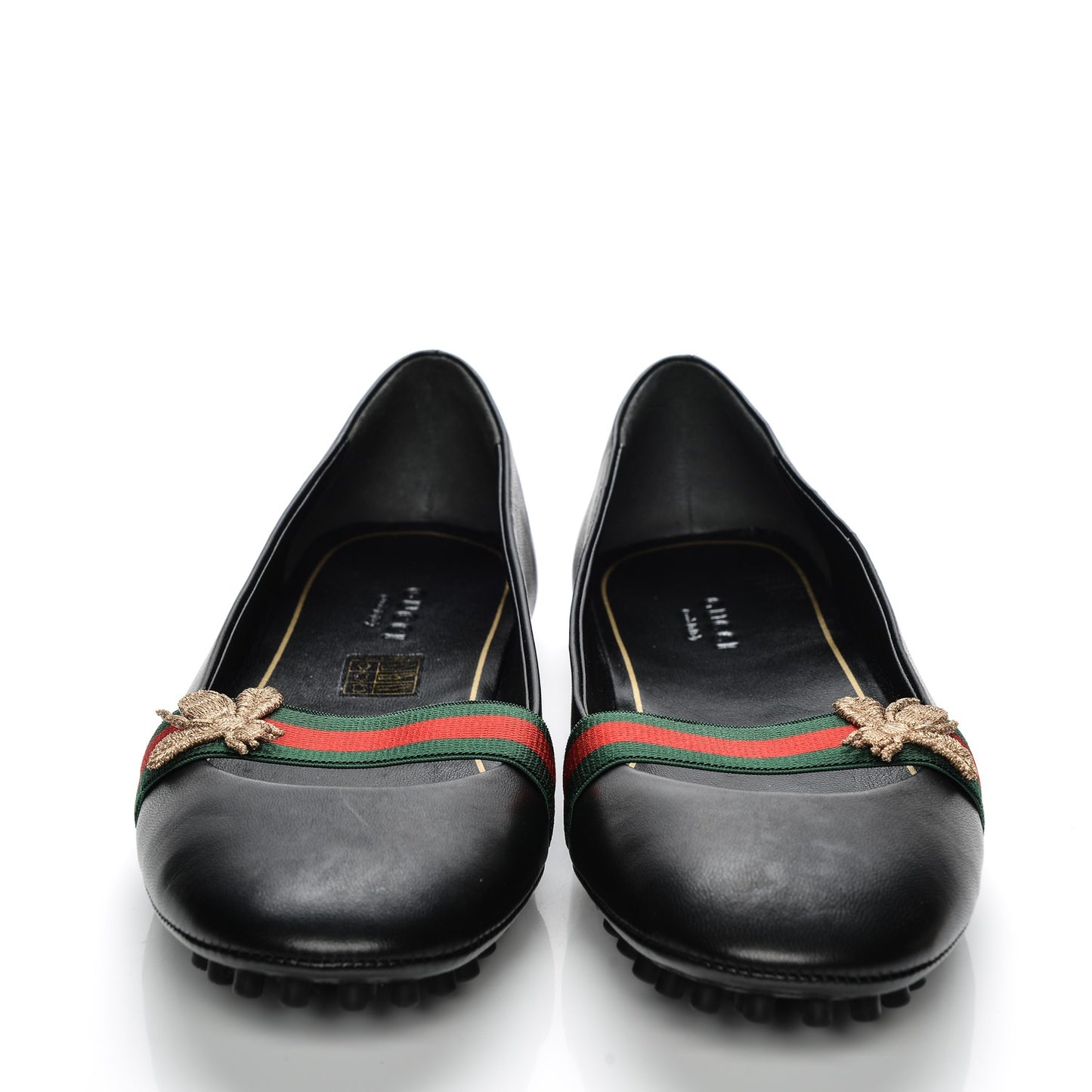 Calfskin Bayadere Ballerina Flat 38.5 Nero Black