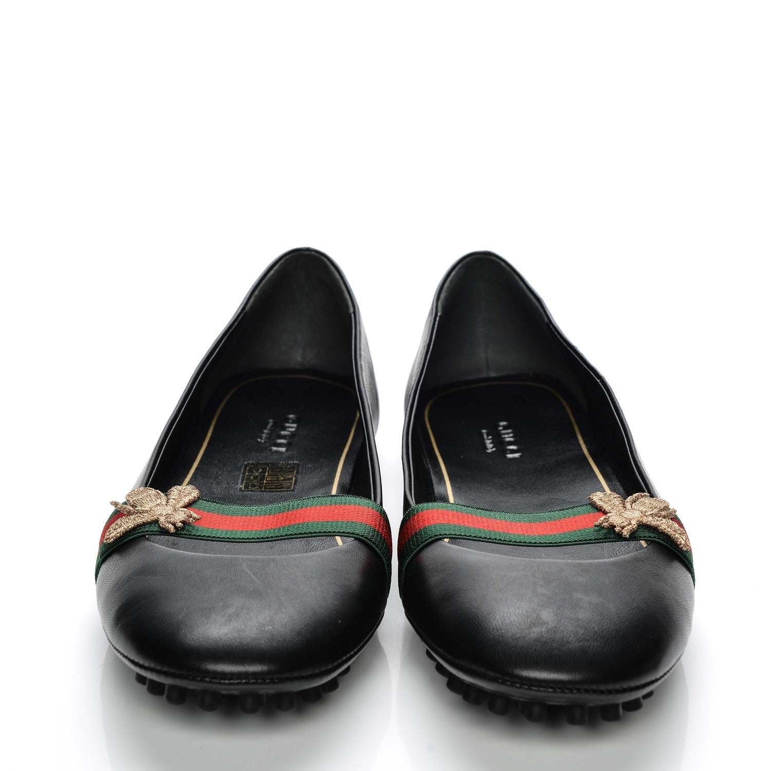 Gucci Calfskin Bayadere Ballerina Flat 38.5 Nero Black 2 of 9