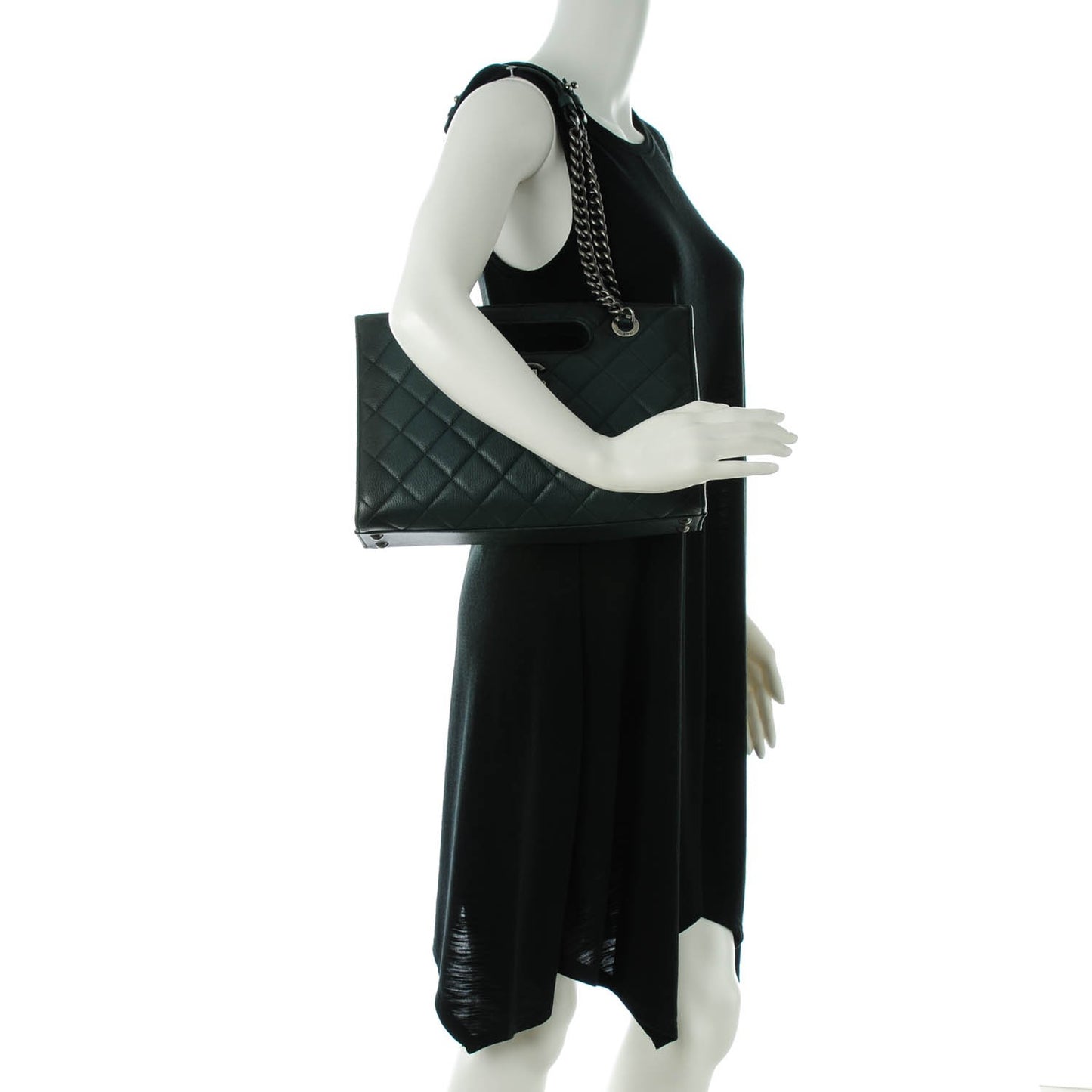 Faded Goatskin Quilted Large Tote Green