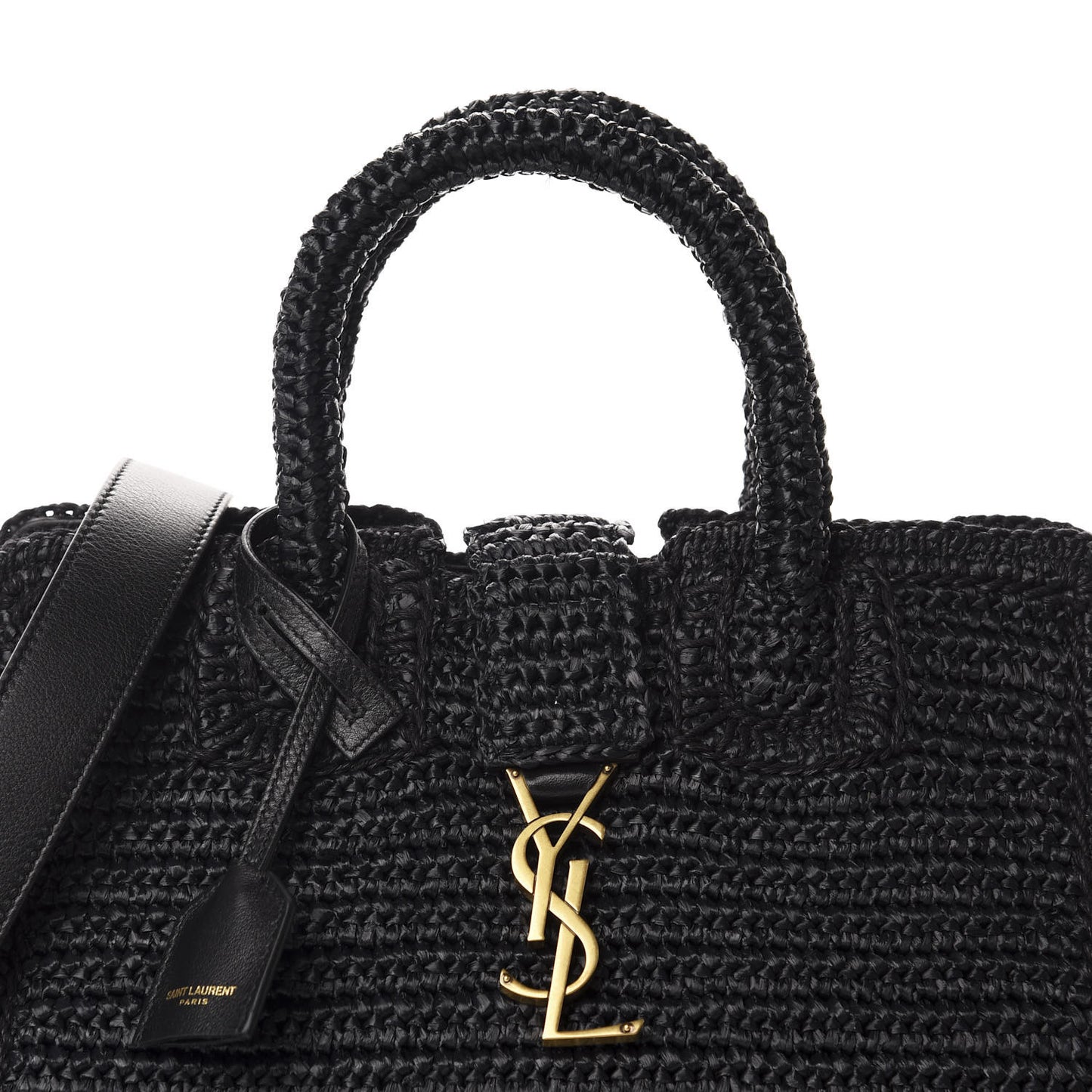 Raffia Baby Monogram Downtown Cabas Black