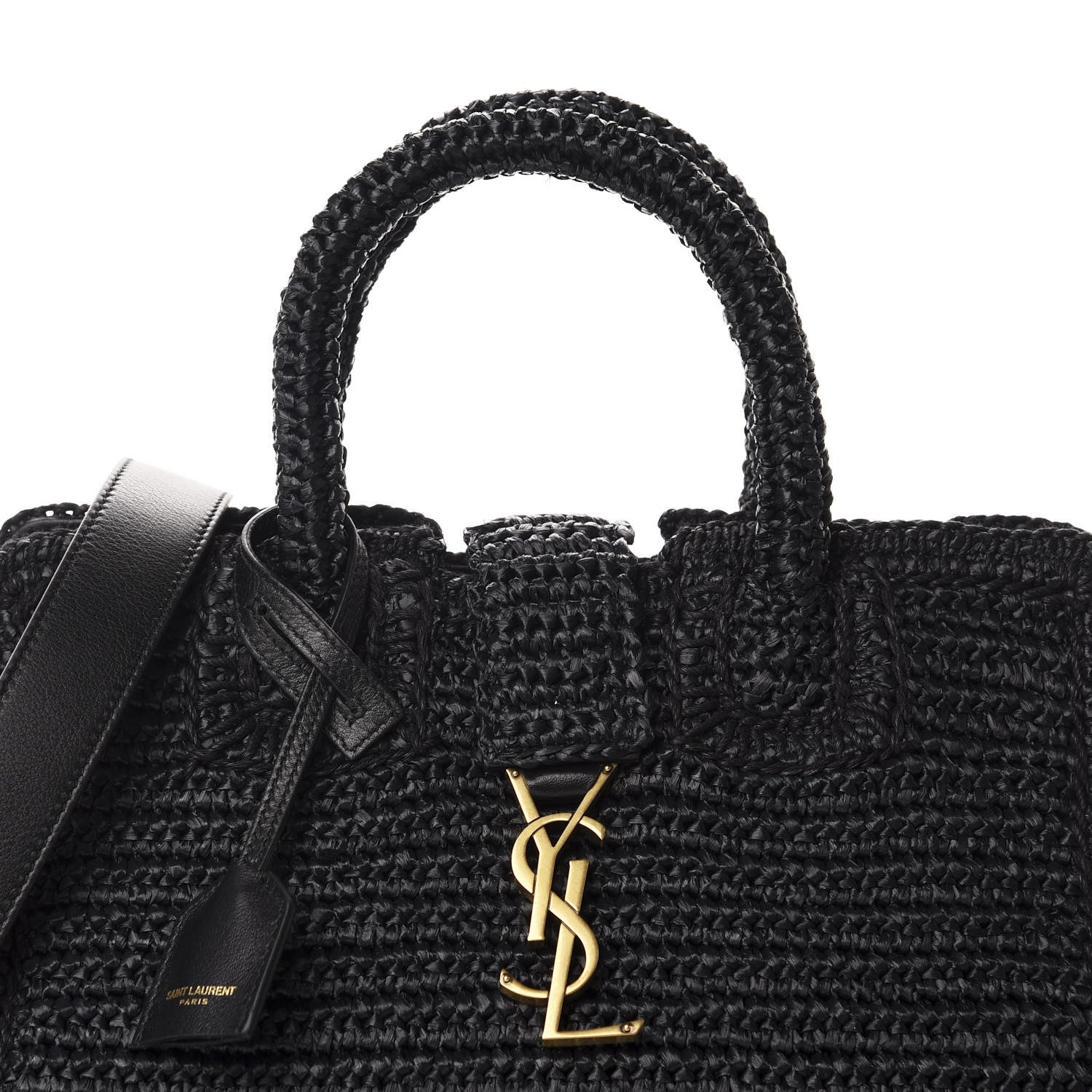 Saint Laurent Raffia Baby Monogram Downtown Cabas Black 10 of 10