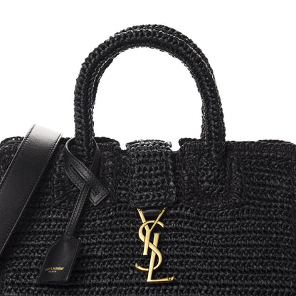 Saint Laurent Raffia Baby Monogram Downtown Cabas Black 10 of 10