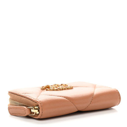 Chanel Lambskin Quilted Chanel 19 Zip Around Coin Purse Wallet Brown 4 of 8