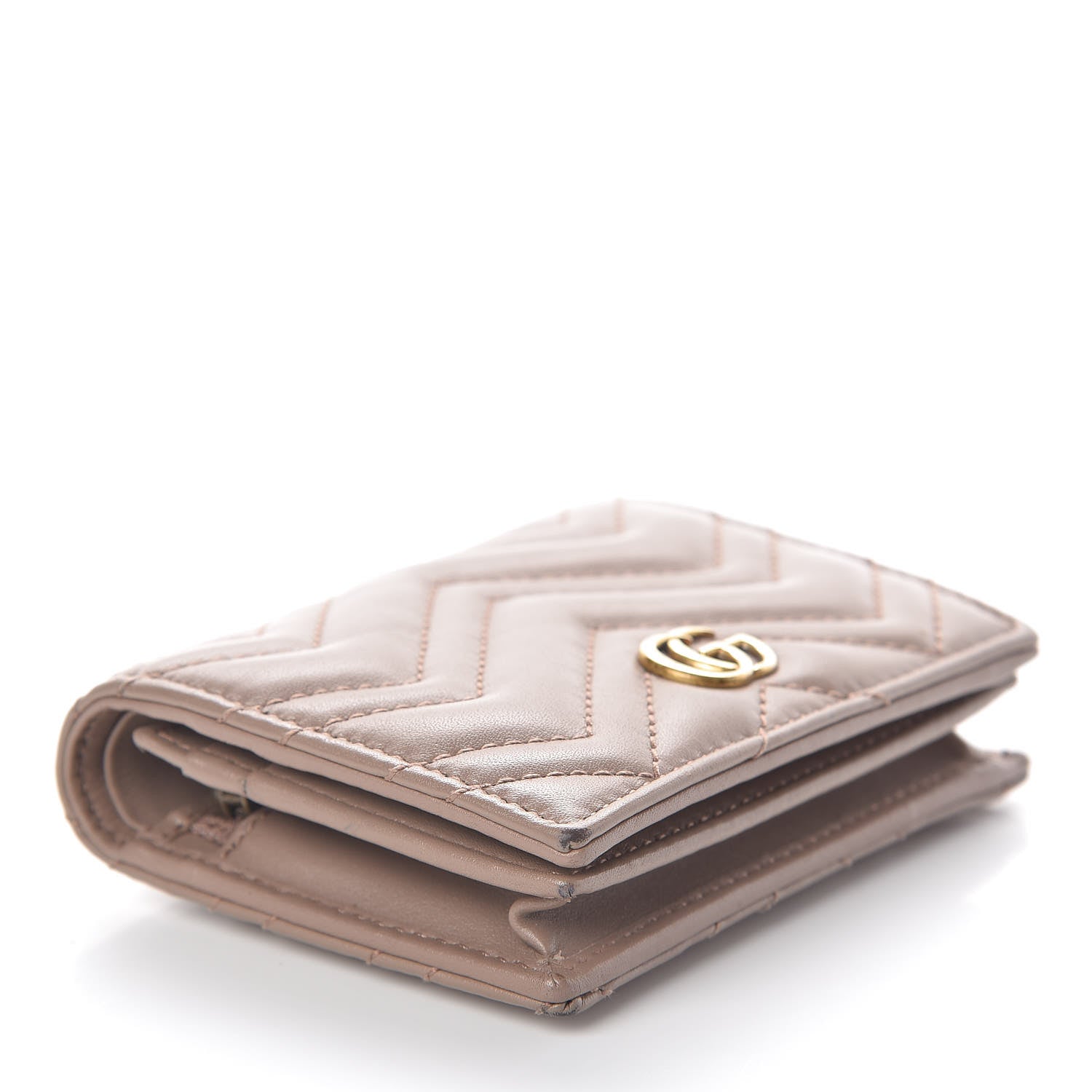 Gucci Calfskin Matelasse GG Marmont Card Case Wallet Porcelain Rose 4 of 9