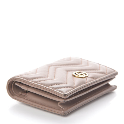 Gucci Calfskin Matelasse GG Marmont Card Case Wallet Porcelain Rose 4 of 9