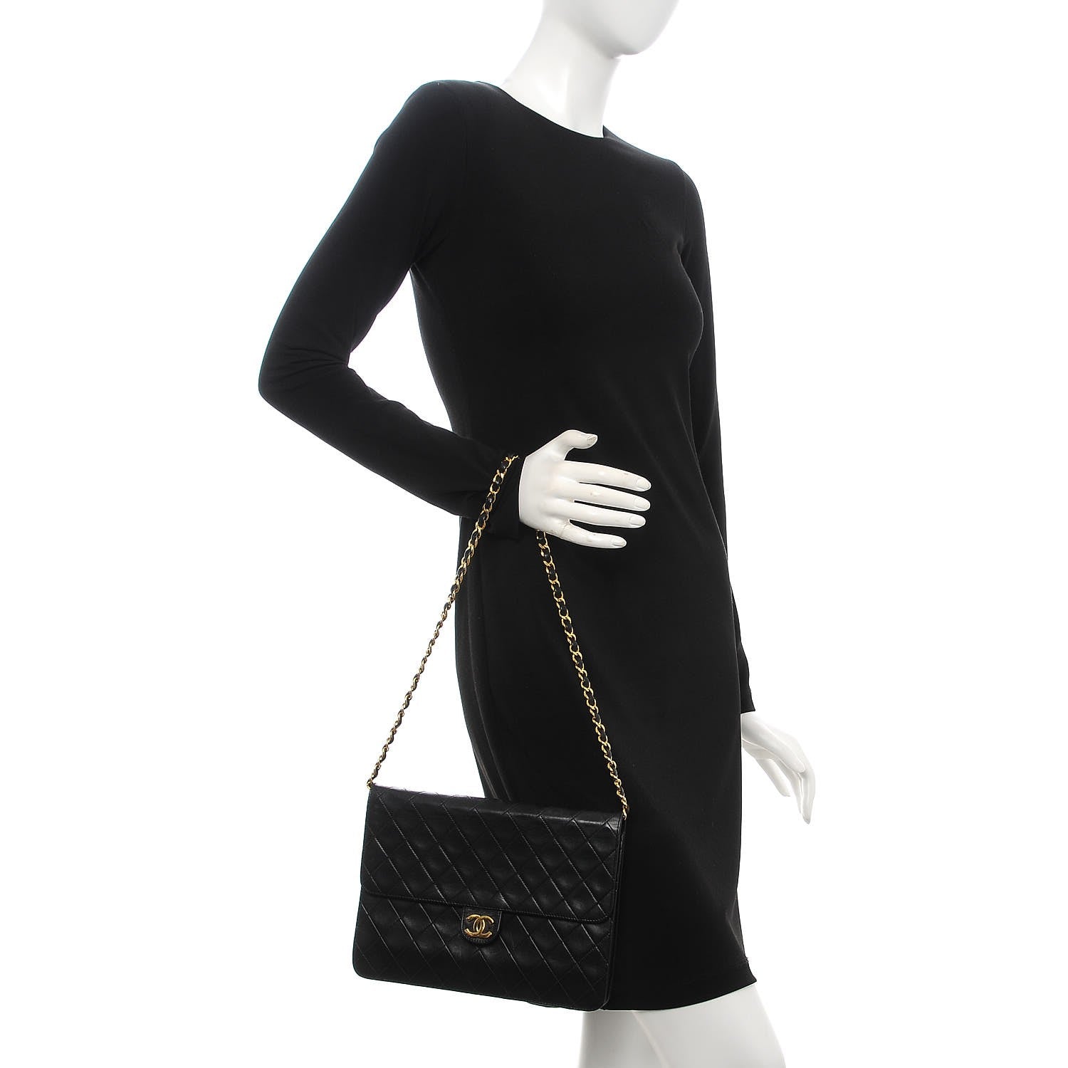 Chanel Lambskin Quilted Medium Single Flap Black 2 of 8