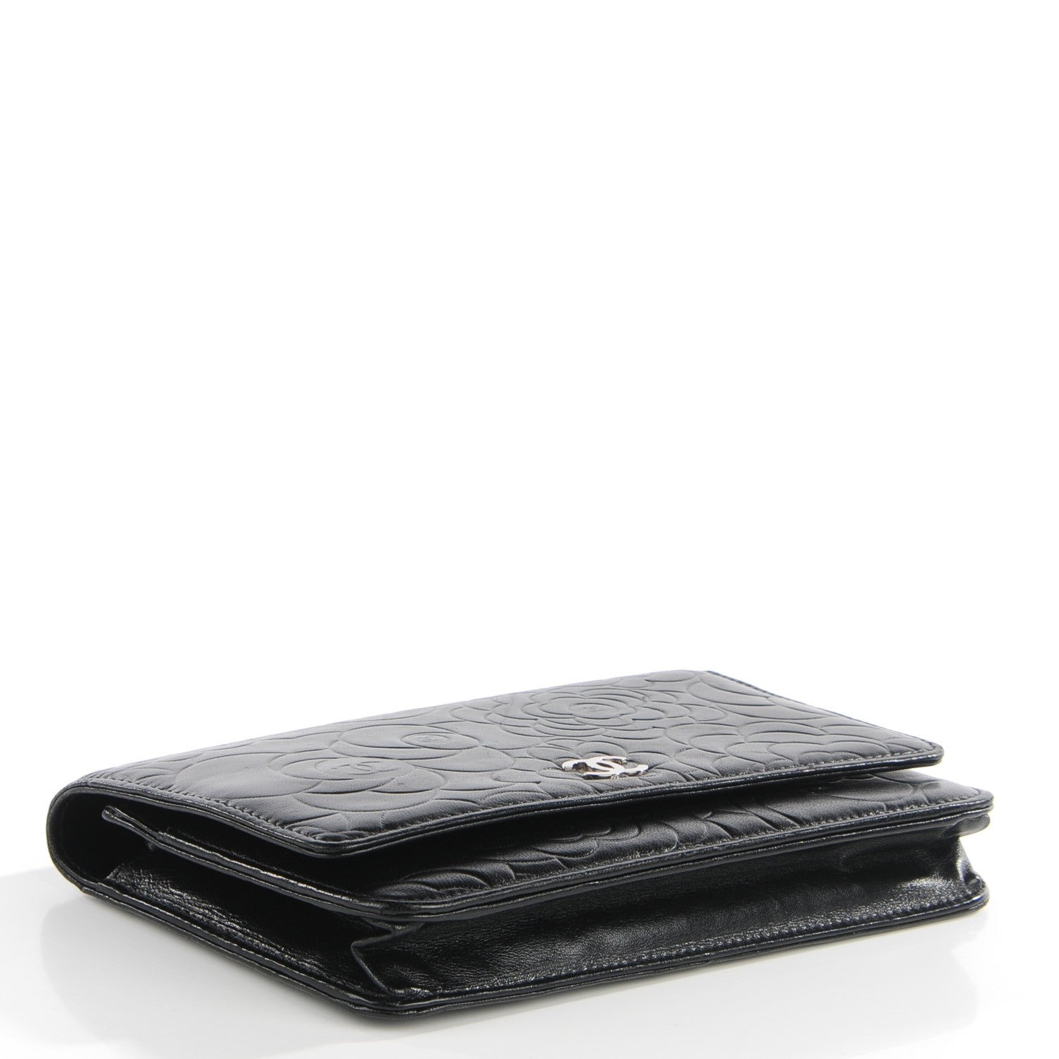 Chanel Lambskin Camellia Wallet on Chain WOC Black 4 of 9