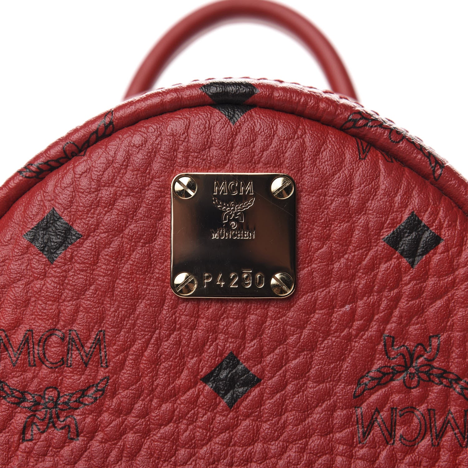 MCM Visetos Side Stud X-Mini Stark Bebe Boo Backpack Ruby Red 9 of 9