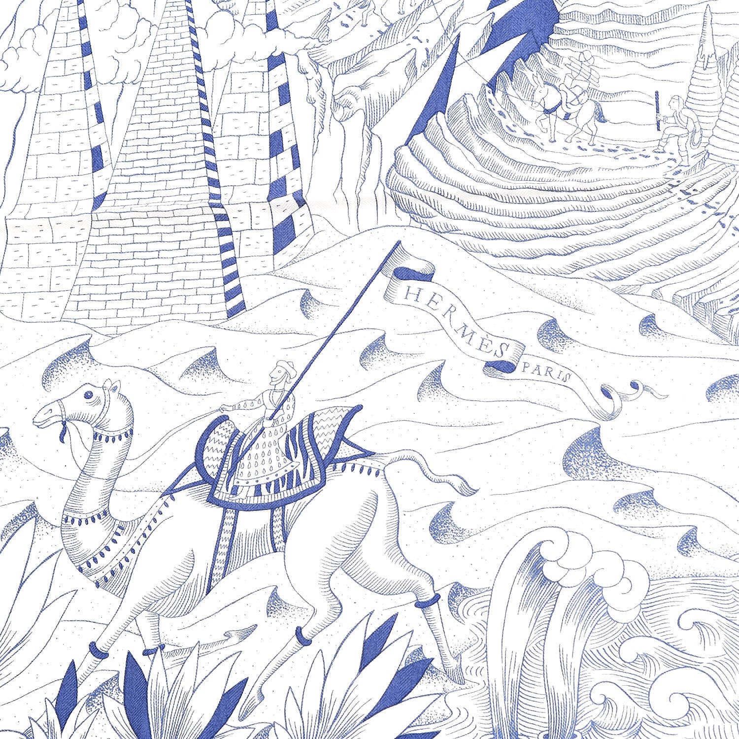 Hermes Cashmere Silk Cosmographia Universalis Shawl 140 White Encre 5 of 8