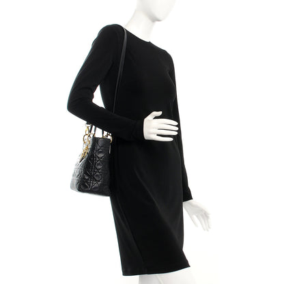 Christian Dior Lambskin Cannage Medium Lady Dior Black 2 of 8