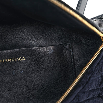 Balenciaga Crushed Velvet Logo Embossed XXS Souvenir Belt Bag Black 10 of 11