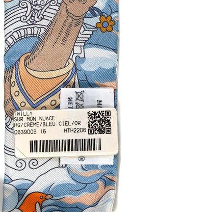 Hermes Silk Sur Mon Nuage Twilly Creme Bleu Ciel Orange 3 of 4