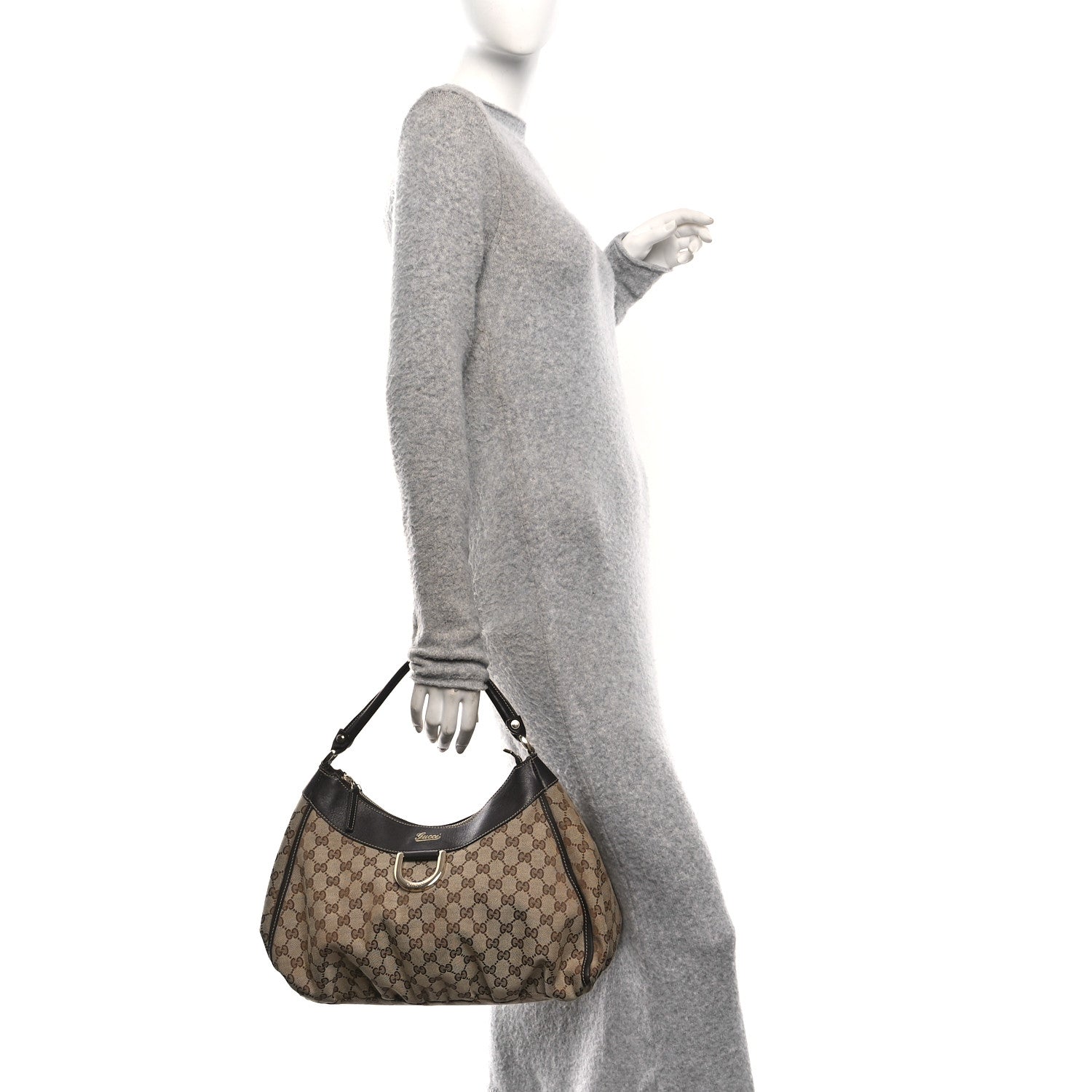 Gucci Monogram Large D Gold Hobo Dark Brown 2 of 11