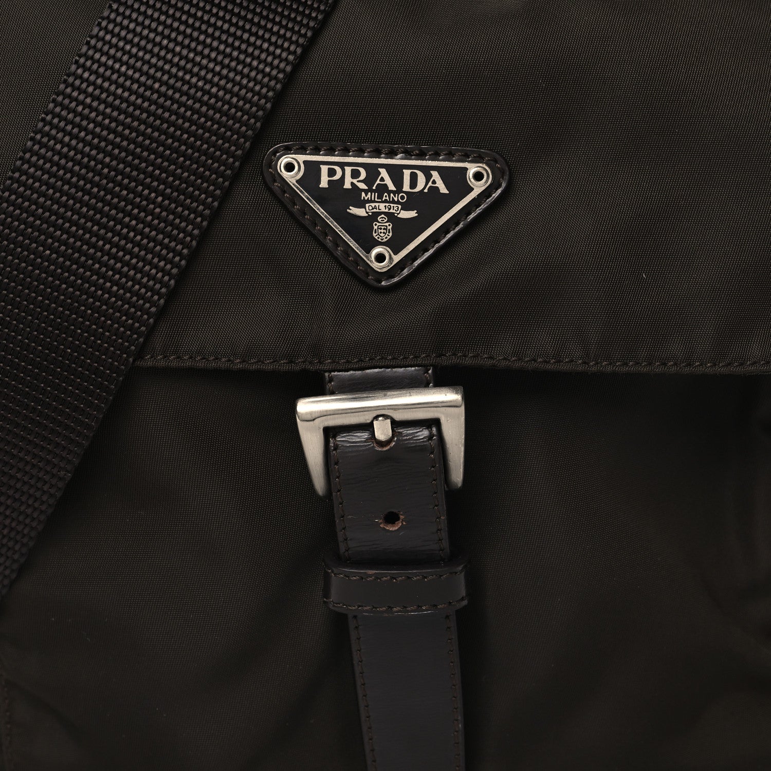 Prada Nylon Vela Saffiano Single Buckle Messenger Shoulder Bag Brown 7 of 10