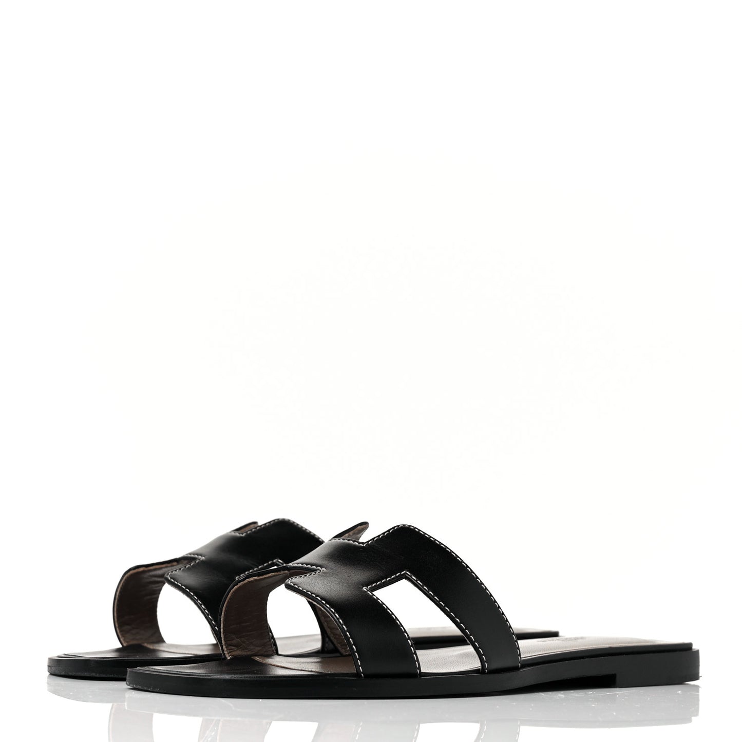 Box Calfskin Oran Sandals 38 Black