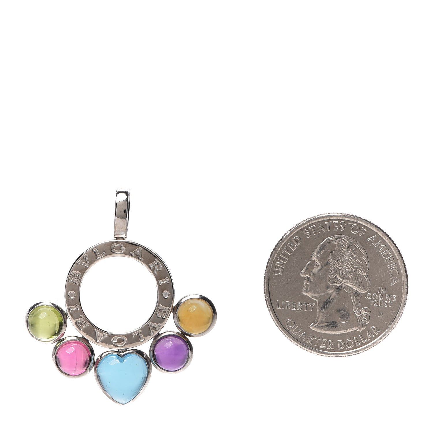 Bulgari 18K White Gold Citrine Peridot Tourmaline Topaz Amethyst Allegra Pendant 2 of 4