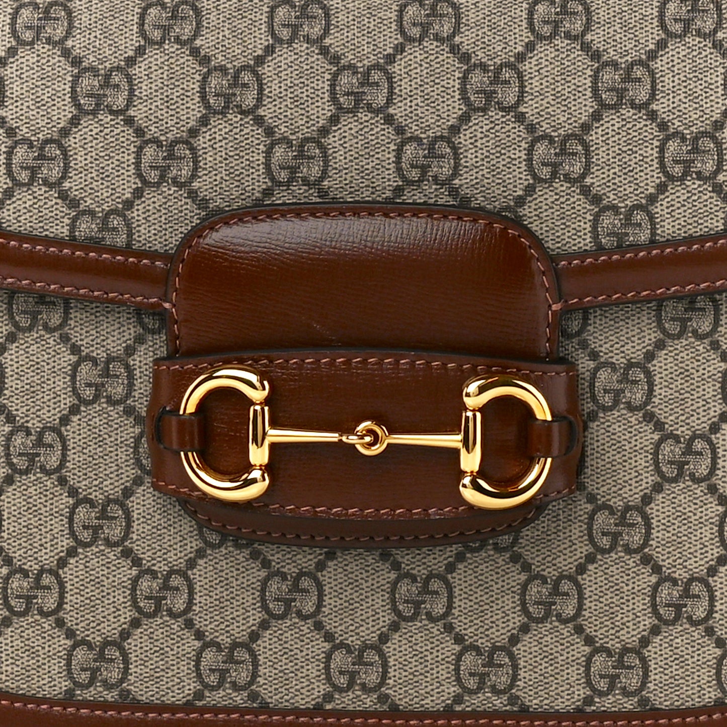 GG Supreme Monogram Horsebit 1955 Shoulder Bag Beige Brown Sugar