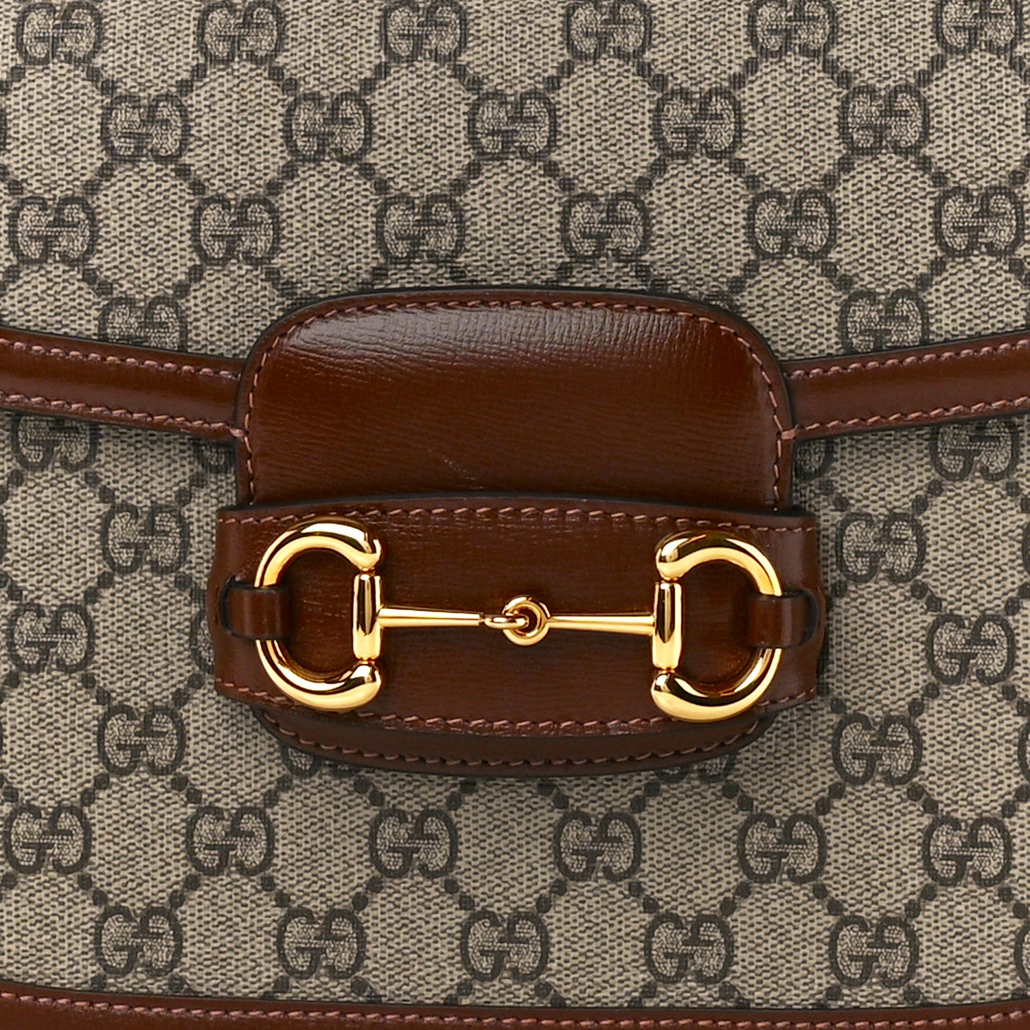 Gucci GG Supreme Monogram Horsebit 1955 Shoulder Bag Beige Brown Sugar 9 of 11