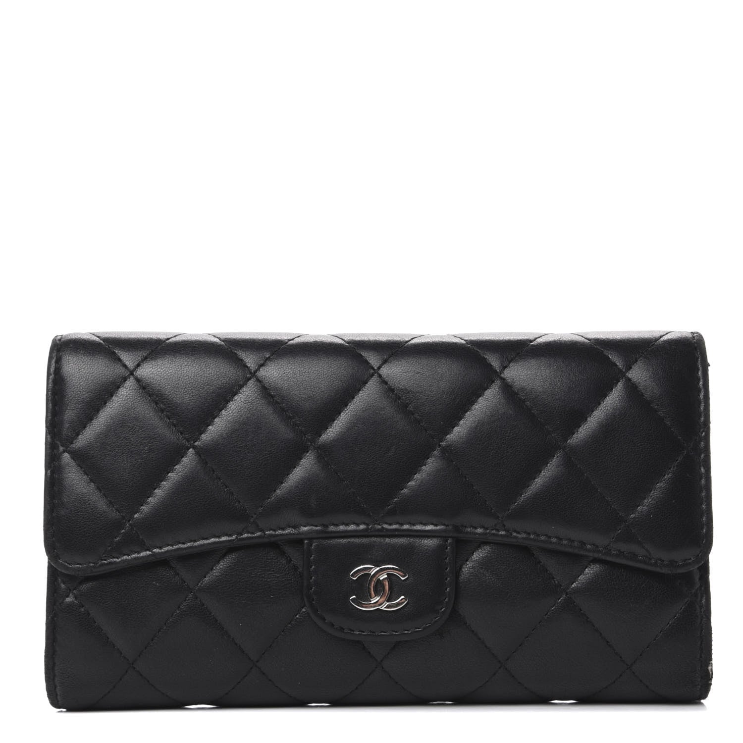 Chanel Lambskin Quilted Large Flap Wallet Black 1 of 11