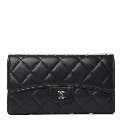 Chanel Lambskin Quilted Large Flap Wallet Black 1 of 11