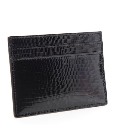 Saint Laurent Patent Tejus Lizard Calfskin Embossed Card Case Black 2 of 7